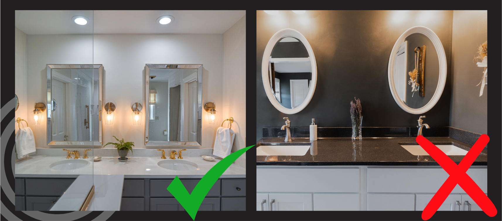 Light Colors and Large Mirrors - Bathroom